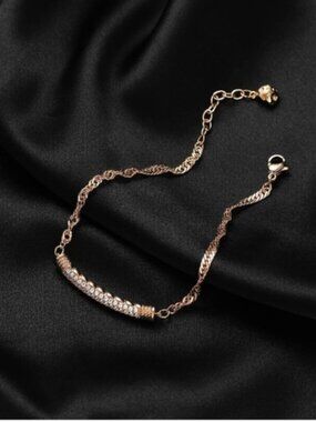 Gold 14k Gold Plated Bar Cubic Zirconia Bracelet